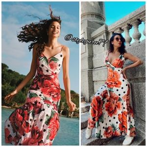 Anthropologie Floral Maxi Dress - Red and White